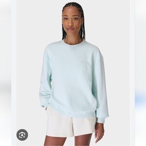 Sweaty Betty Revive Crew Neck Cotton Blend Sweatshirt Day Break Blue